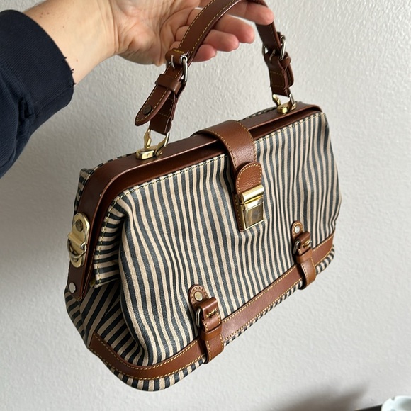Holding Horses, Anthropology leather satchel, striped bag. - Picture 15 of 16